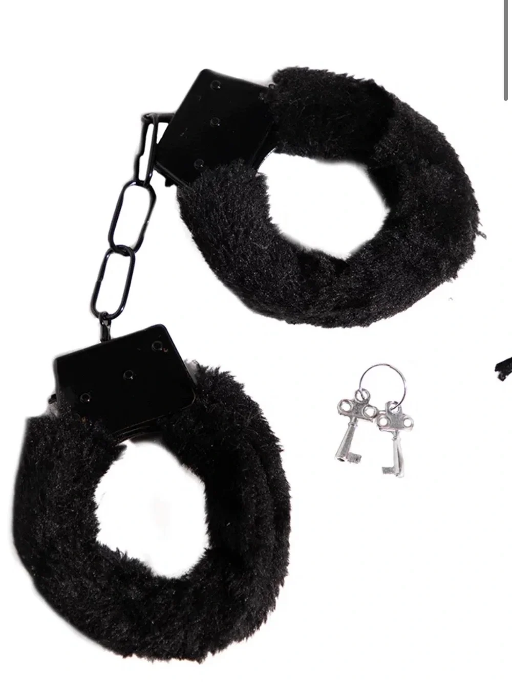 Yandy Black Faux Fur Handcuffs with Keys